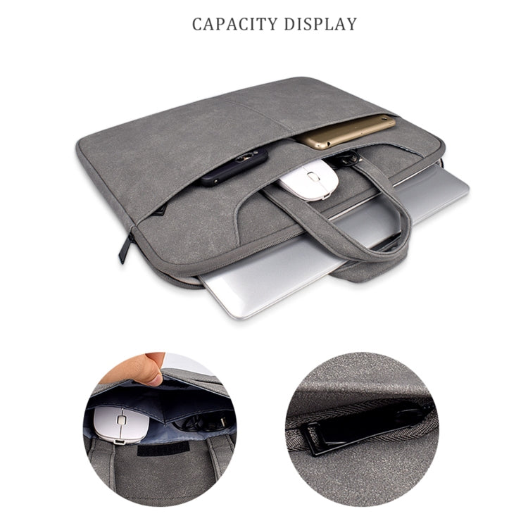 ST06SDJ Frosted PU Business Laptop Bag with Detachable Shoulder Strap, Size:15.6 inch(Light Gray)