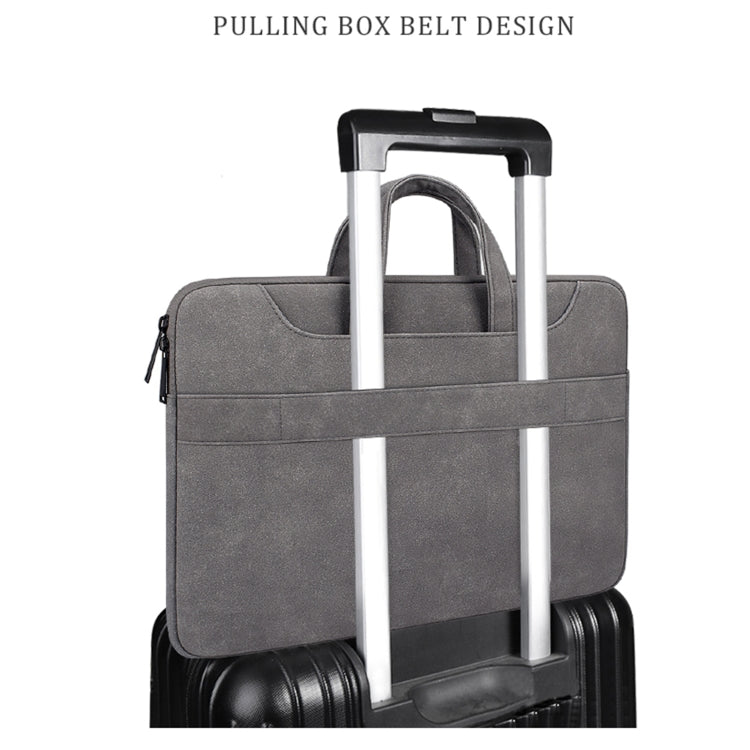 ST06SDJ Frosted PU Business Laptop Bag with Detachable Shoulder Strap, Size:15.6 inch(Light Gray)