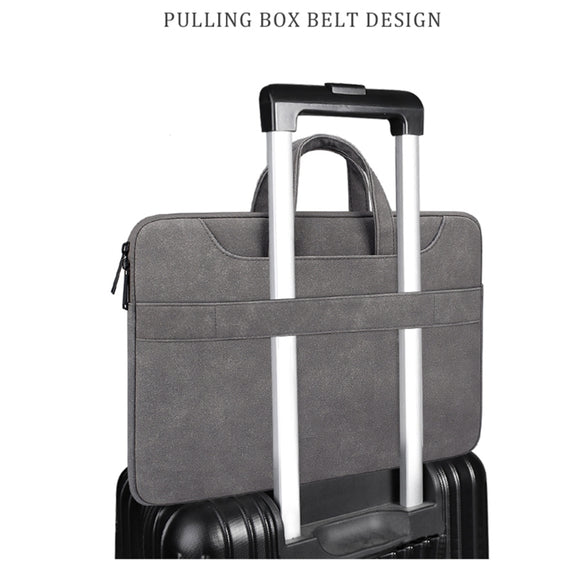 ST06SDJ Frosted PU Business Laptop Bag with Detachable Shoulder Strap, Size:15.6 inch(Light Gray)
