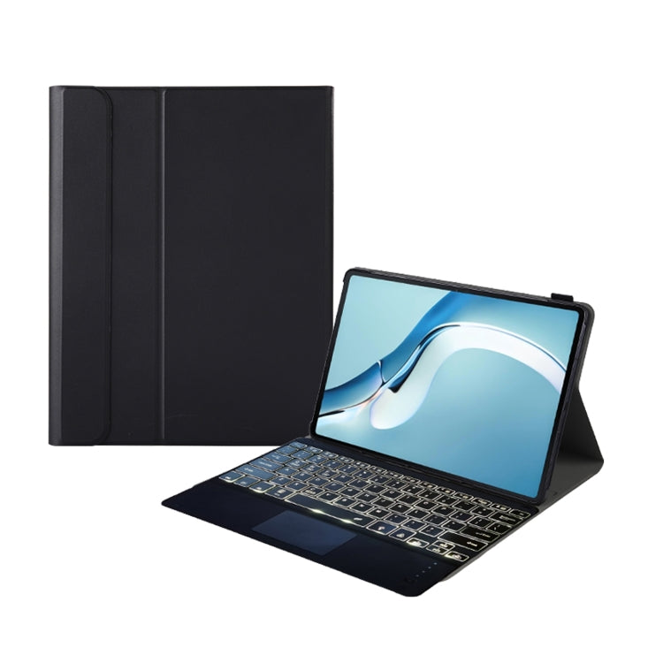 A126-AS For Huawei MatePad Pro 12.6 2021 Sheep Texture Ultra-thin Backlight Bluetooth Keyboard Horizontal Flip Leather Tablet Case with Holder & Touchpad(Black)