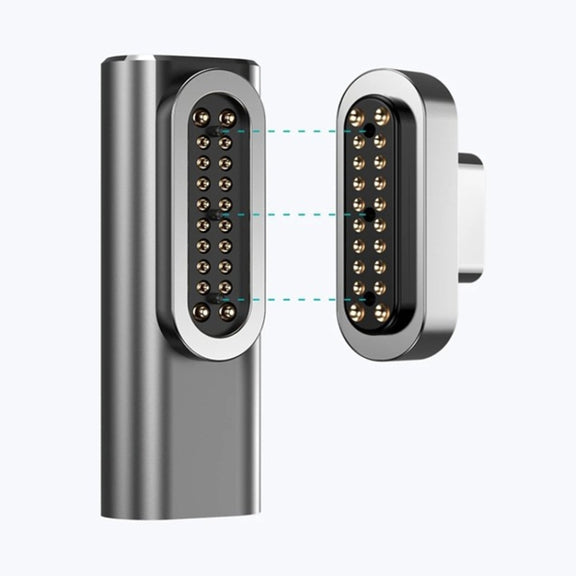 100W USB-C / Type-C Female to 20 Pin Magnetic USB-C / Type-C Male Elbow Adapter (Black)