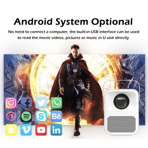 WEJOY Y1 1920x1080P 100 ANSI Lumens Portable Home Theater LED HD Digital Projector with Battery, Android 6.0, 1G+16G, EU Plug (White)