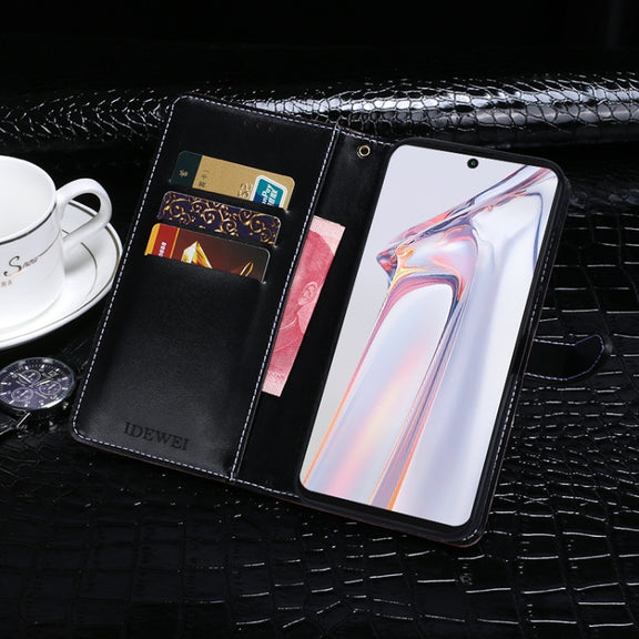 For Blackview A100 idewei Crocodile Texture Horizontal Flip Leather Case with Holder & Card Slots & Wallet(Black)