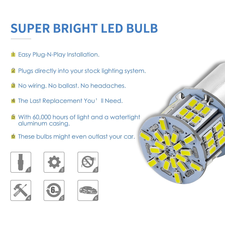 1 Pair E0053 9-14V 1157-54SMD-2835 6000K 1080LM White Light Car Decoding Brake Driving Light