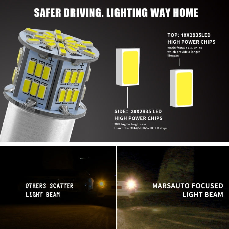 1 Pair E0053 9-14V 1157-54SMD-2835 6000K 1080LM White Light Car Decoding Brake Driving Light