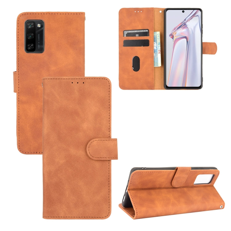 For Blackview A100 Solid Color Skin Feel Magnetic Buckle Horizontal Flip Calf Texture PU Leather Case with Holder & Card Slots & Wallet(Brown)