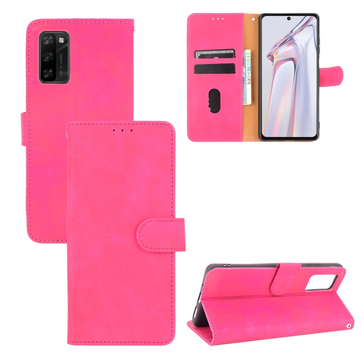 For Blackview A100 Solid Color Skin Feel Magnetic Buckle Horizontal Flip Calf Texture PU Leather Case with Holder & Card Slots & Wallet(Rose Red)