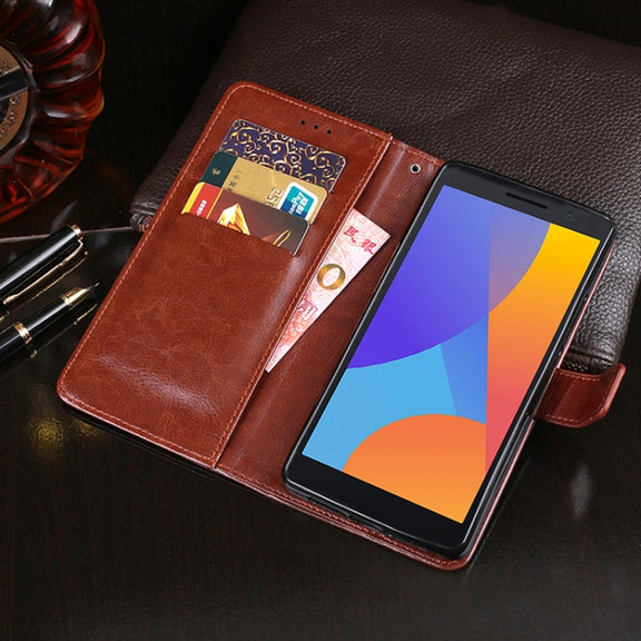 For Alcatel 1 2021 idewei Crazy Horse Texture Horizontal Flip Leather Case with Holder & Card Slots & Wallet(White)