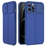 For iPhone 11 Pro Max Litchi Texture Sliding Camshield TPU Protective Case (Blue)