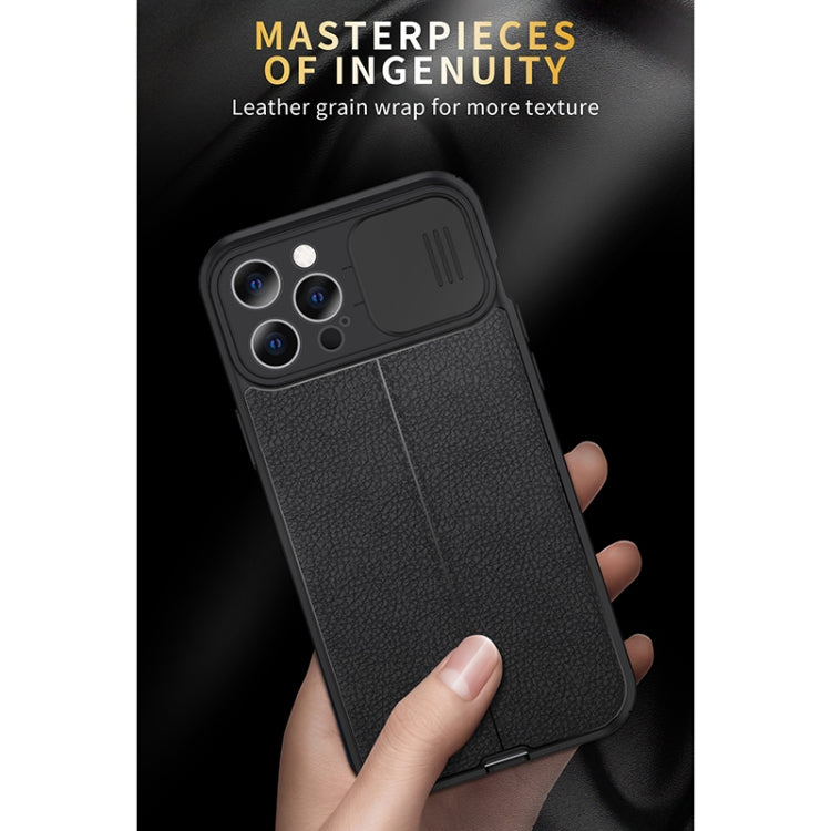 For iPhone 11 Pro Max Litchi Texture Sliding Camshield TPU Protective Case (Blue)