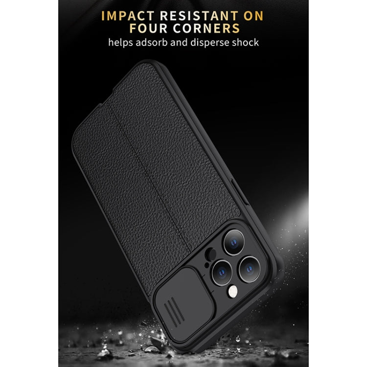 For iPhone 11 Pro Max Litchi Texture Sliding Camshield TPU Protective Case (Blue)