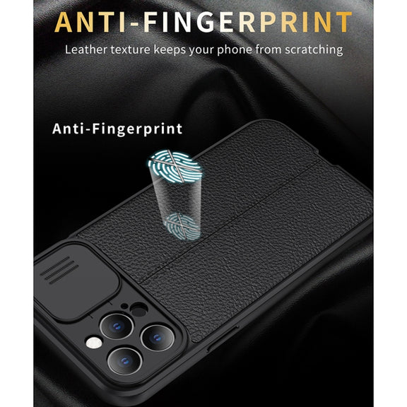 For iPhone 11 Pro Max Litchi Texture Sliding Camshield TPU Protective Case (Blue)