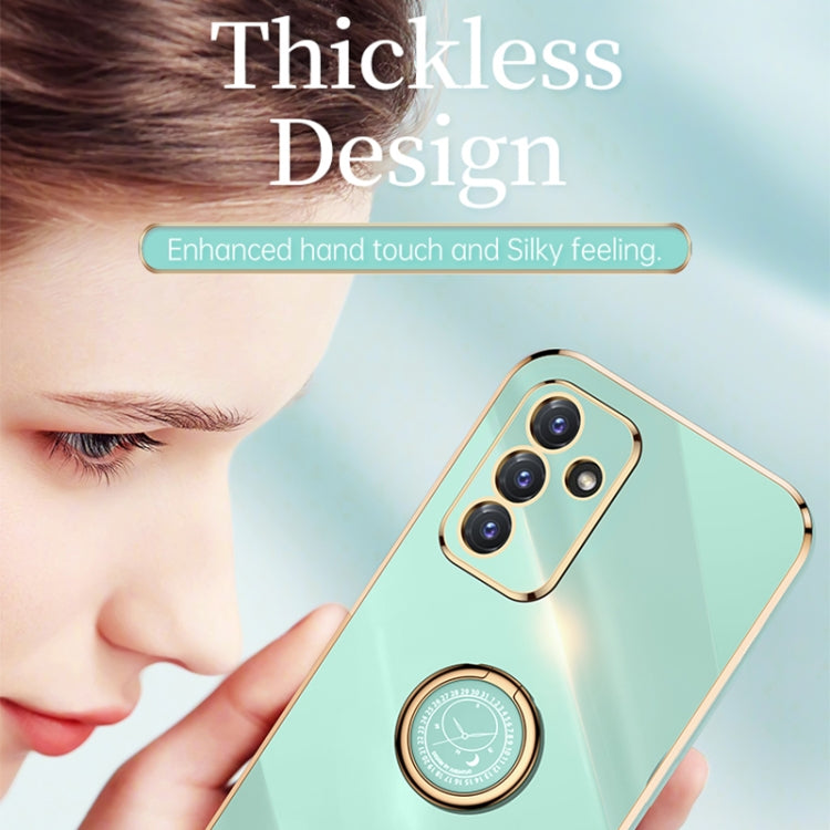 For Samsung Galaxy A82 5G XINLI Straight 6D Plating Gold Edge TPU Shockproof Case with Ring Holder(White)