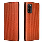 For Blackview A100 Carbon Fiber Texture Horizontal Flip TPU + PC + PU Leather Case with Card Slot(Brown)