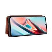 For Blackview A100 Carbon Fiber Texture Horizontal Flip TPU + PC + PU Leather Case with Card Slot(Brown)