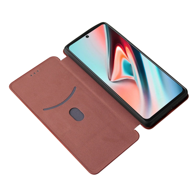 For Blackview A100 Carbon Fiber Texture Horizontal Flip TPU + PC + PU Leather Case with Card Slot(Brown)