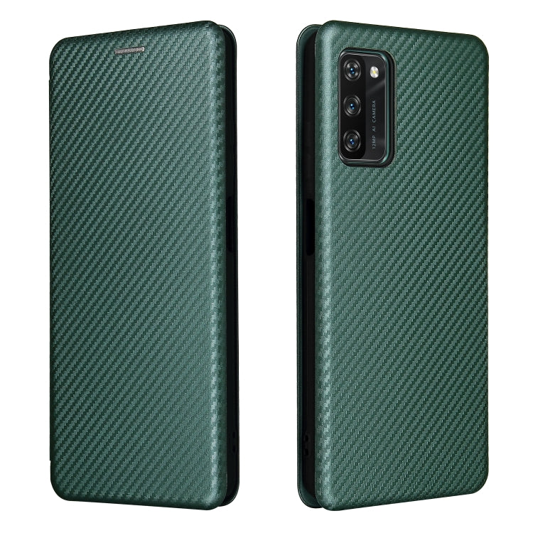 For Blackview A100 Carbon Fiber Texture Horizontal Flip TPU + PC + PU Leather Case with Card Slot(Green)