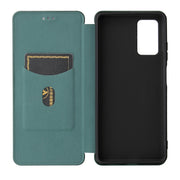 For Blackview A100 Carbon Fiber Texture Horizontal Flip TPU + PC + PU Leather Case with Card Slot(Green)