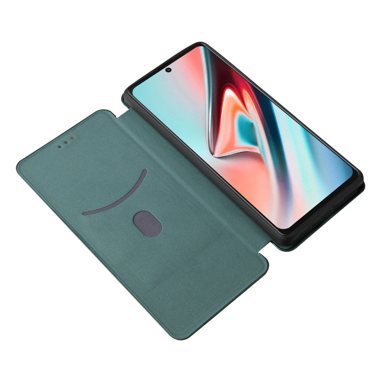 For Blackview A100 Carbon Fiber Texture Horizontal Flip TPU + PC + PU Leather Case with Card Slot(Green)
