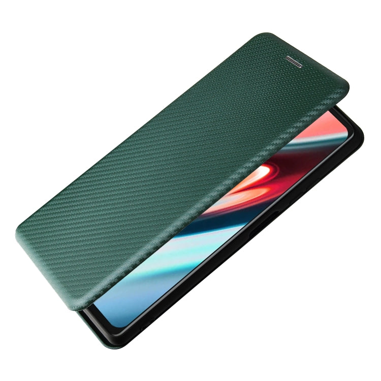 For Blackview A100 Carbon Fiber Texture Horizontal Flip TPU + PC + PU Leather Case with Card Slot(Green)