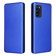 For Blackview A100 Carbon Fiber Texture Horizontal Flip TPU + PC + PU Leather Case with Card Slot(Blue)