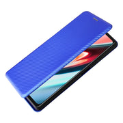 For Blackview A100 Carbon Fiber Texture Horizontal Flip TPU + PC + PU Leather Case with Card Slot(Blue)