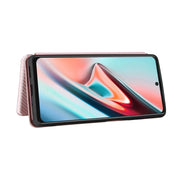 For Blackview A100 Carbon Fiber Texture Horizontal Flip TPU + PC + PU Leather Case with Card Slot(Pink)