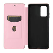 For Blackview A100 Carbon Fiber Texture Horizontal Flip TPU + PC + PU Leather Case with Card Slot(Pink)