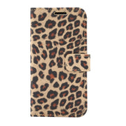 For iPhone 13 Leopard Pattern Horizontal Flip PC + PU Leather Case with Holder & Card Slots & Wallet(Yellow)