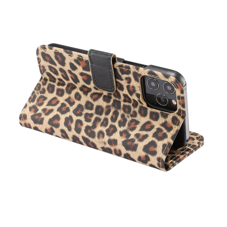 For iPhone 13 Leopard Pattern Horizontal Flip PC + PU Leather Case with Holder & Card Slots & Wallet(Yellow)