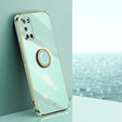 For OPPO A52 XINLI Straight 6D Plating Gold Edge TPU Shockproof Case with Ring Holder(Mint Green) - OPPO Cases by XINLI | Online Shopping South Africa | PMC TechLife | Buy Now Pay Later Mobicred