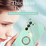 For OPPO Reno5 Pro XINLI Straight 6D Plating Gold Edge TPU Shockproof Case with Ring Holder(White)