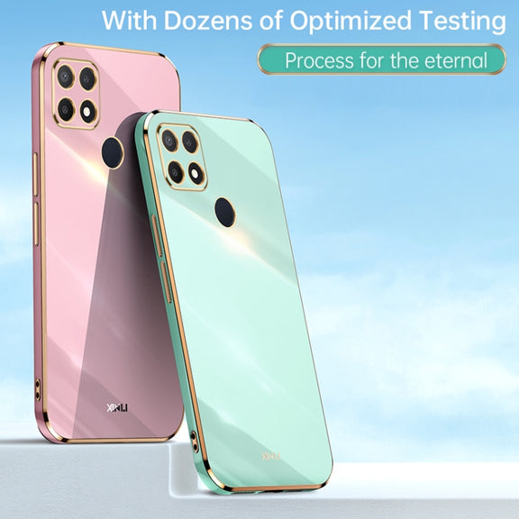 For OPPO A15 XINLI Straight Edge 6D Electroplate TPU Phone Case(Pink)