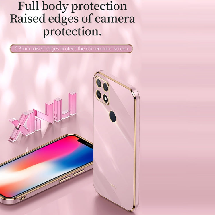 For OPPO A15 XINLI Straight Edge 6D Electroplate TPU Phone Case(Pink)