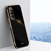 For Huawei nova 7 5G XINLI Straight 6D Plating Gold Edge TPU Shockproof Case(Black)