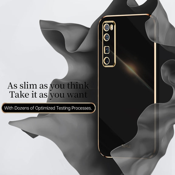 For Huawei nova 7 5G XINLI Straight 6D Plating Gold Edge TPU Shockproof Case(Black)