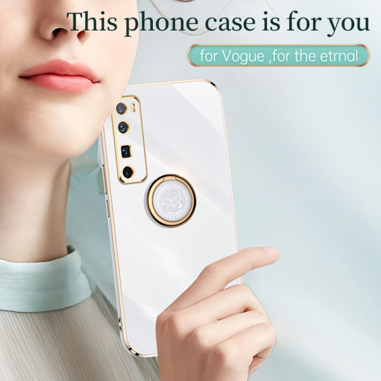 For Huawei nova 7 5G XINLI Straight Edge 6D Electroplate TPU Phone Case with Ring Holder(Black)