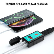 WUPP ZH-1422B1 DC12-24V Motorcycle Square Single USB + PD Fast Charging Charger with Switch + Voltmeter + Integrated SAE Socket