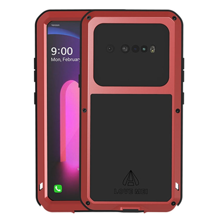 For LG V60 ThinQ 5G LOVE MEI Metal Shockproof Water-resistant Dustproof Protective Case with Glass(Red)