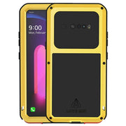 For LG V60 ThinQ 5G LOVE MEI Metal Shockproof Water-resistant Dustproof Protective Case with Glass(Yellow)