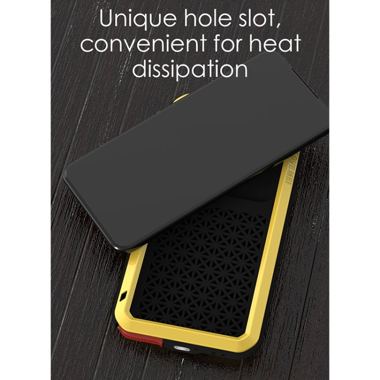 For LG V60 ThinQ 5G LOVE MEI Metal Shockproof Water-resistant Dustproof Protective Case with Glass(Yellow)