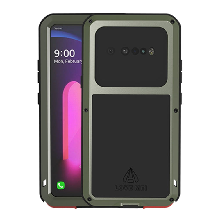 For LG V60 ThinQ 5G LOVE MEI Metal Shockproof Water-resistant Dustproof Protective Case with Glass(Army Green)