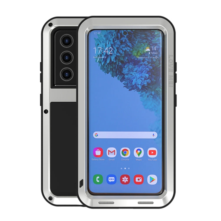 For Samsung Galaxy S21 Ultra 5G LOVE MEI Metal Shockproof Water-resistant Dustproof Protective Case without Glass(Silver)