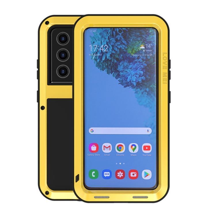 For Samsung Galaxy S21 Ultra 5G LOVE MEI Metal Shockproof Water-resistant Dustproof Protective Case without Glass(Yellow)