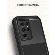 For Samsung Galaxy S21 Ultra 5G LOVE MEI Metal Shockproof Water-resistant Dustproof Protective Case without Glass(Yellow)