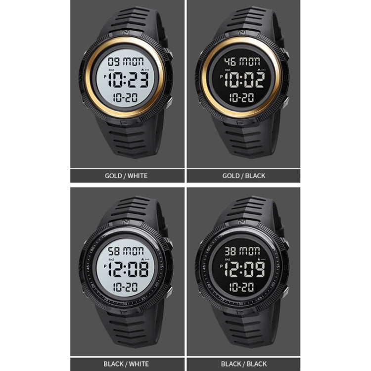SKMEI 1632 Dual Time Display Luminous Electronic Watch, Support Alarm Clock(Black and White)