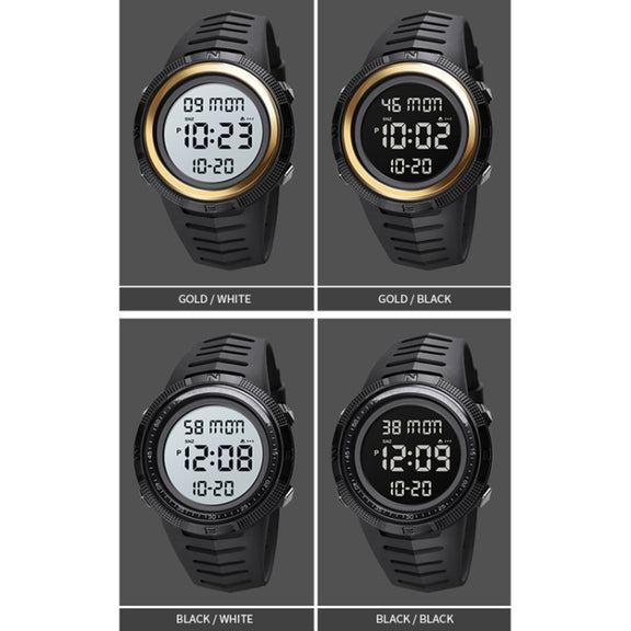 SKMEI 1632 Dual Time Display Luminous Electronic Watch, Support Alarm Clock(Black and White)