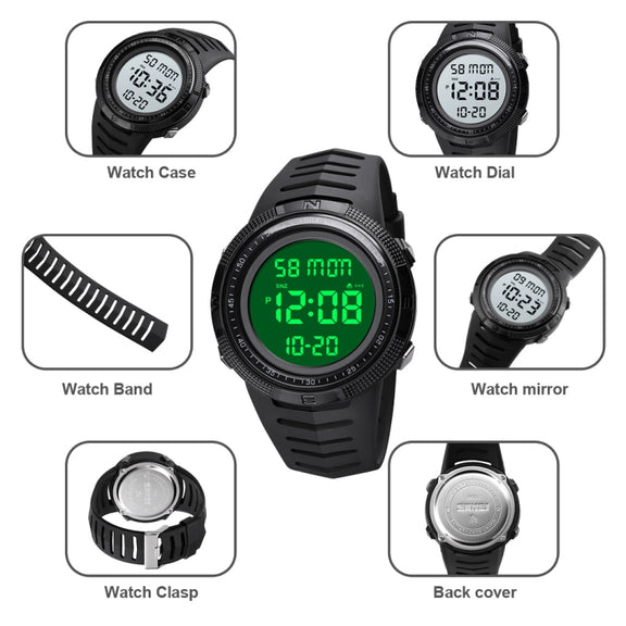 SKMEI 1632 Dual Time Display Luminous Electronic Watch, Support Alarm Clock(Black and White)