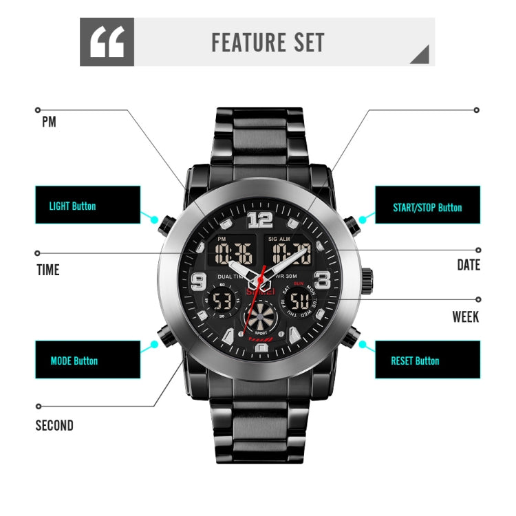 SKMEI 1642 Three-time Display Luminous Electronic Watch, Support Alarm Clock(Rose Gold)