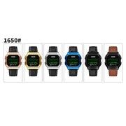 SKMEI 1650 Leather Strap Version LED Digital Display Electronic Watch with Touch Luminous Button(Black Shell Brown Belt)